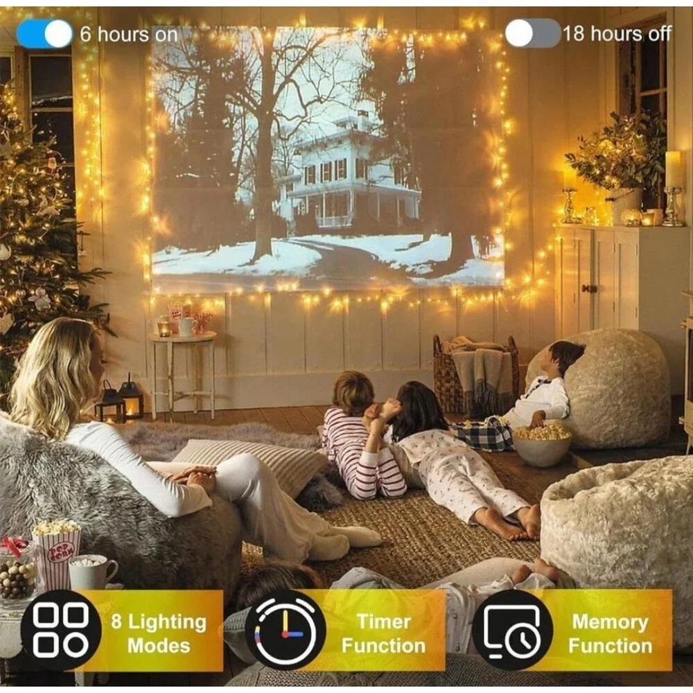 Golden Power 300 LED 108FT Christmas Holiday Lights Warm White Outdoor Use Timer